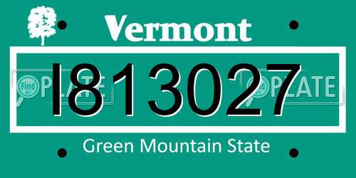 I813027 Vermont License Plate