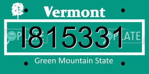 I815331 Vermont License Plate