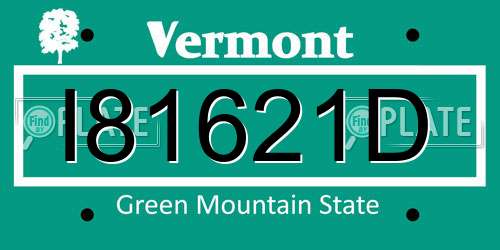 I81621D Vermont License Plate