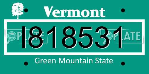 I818531 Vermont License Plate
