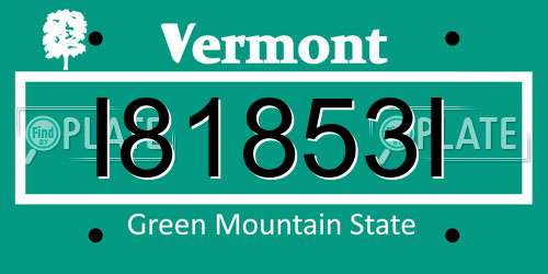 I81853I Vermont License Plate