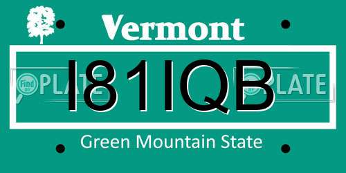 I81IQB Vermont License Plate