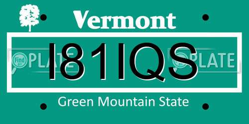 I81IQS Vermont License Plate