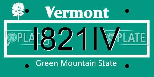 I821IV Vermont License Plate