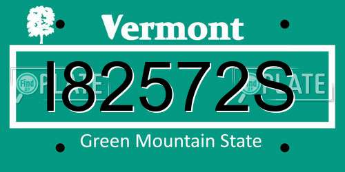I82572S Vermont License Plate