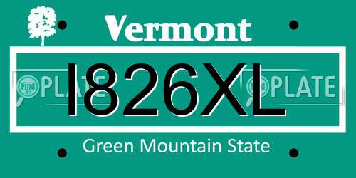 I826XL Vermont License Plate