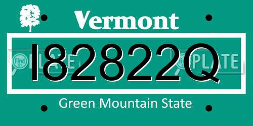 I82822Q Vermont License Plate