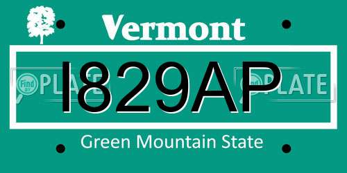 I829AP Vermont License Plate