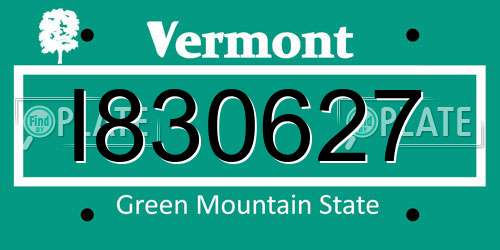 I830627 Vermont License Plate