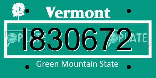 I830672 Vermont License Plate