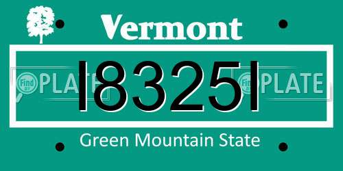I8325I Vermont License Plate