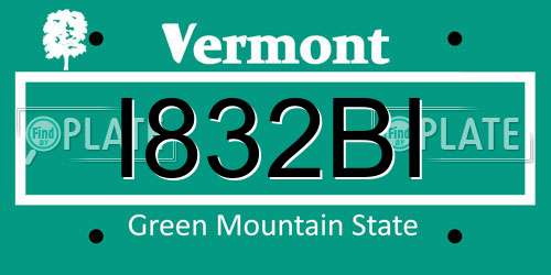 I832BI Vermont License Plate