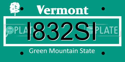 I832SI Vermont License Plate