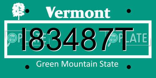 I83487T Vermont License Plate