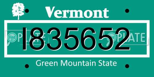 I835652 Vermont License Plate
