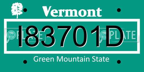 I83701D Vermont License Plate