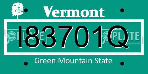 I83701Q Vermont License Plate