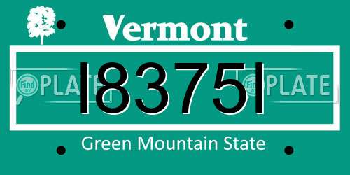 I8375I Vermont License Plate
