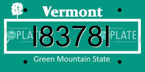 I8378I Vermont License Plate