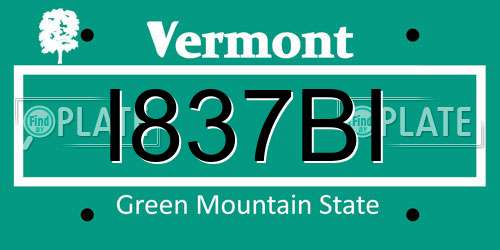 I837BI Vermont License Plate
