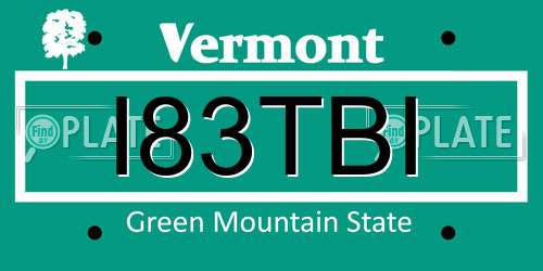 I83TBI Vermont License Plate
