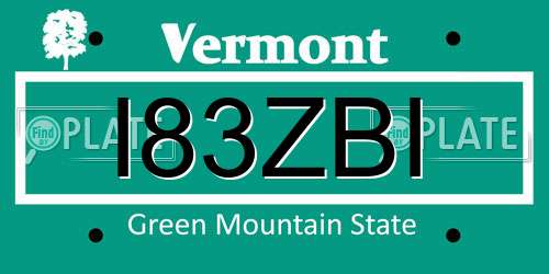 I83ZBI Vermont License Plate