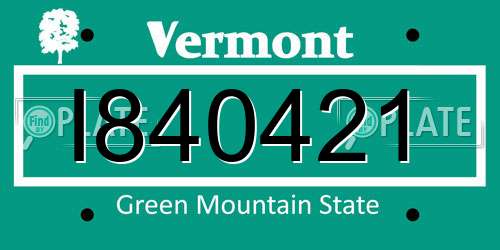 I840421 Vermont License Plate