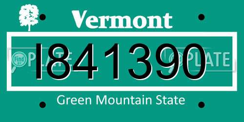 I841390 Vermont License Plate