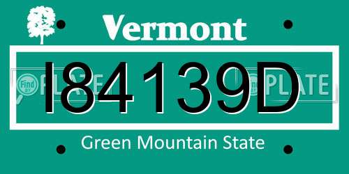 I84139D Vermont License Plate