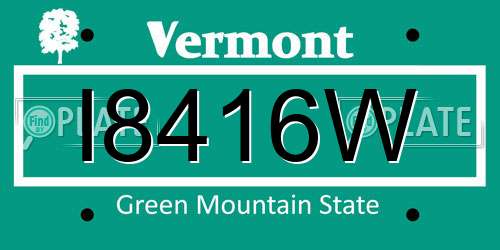 I8416W Vermont License Plate