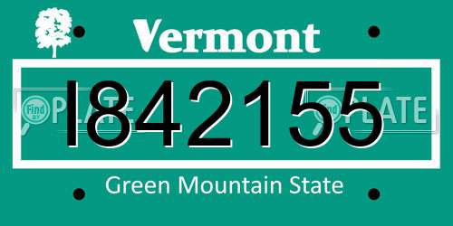 I842155 Vermont License Plate
