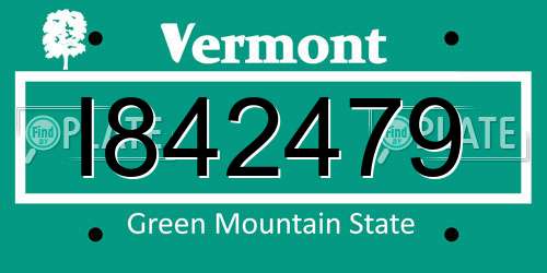 I842479 Vermont License Plate