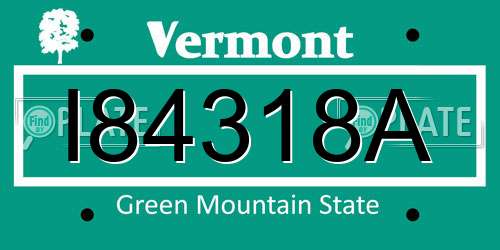 I84318A Vermont License Plate