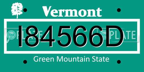 I84566D Vermont License Plate