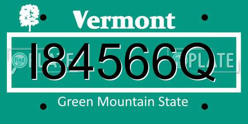 I84566Q Vermont License Plate