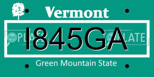 I845GA Vermont License Plate