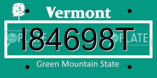 I84698T Vermont License Plate
