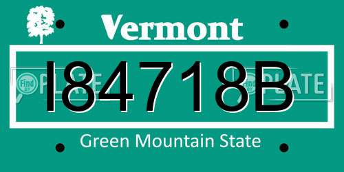 I84718B Vermont License Plate