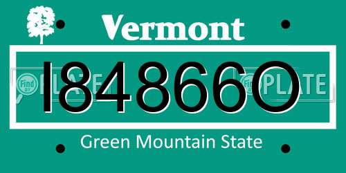 I84866O Vermont License Plate