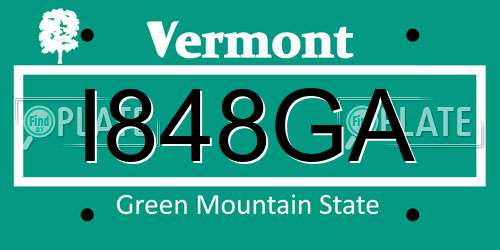 I848GA Vermont License Plate