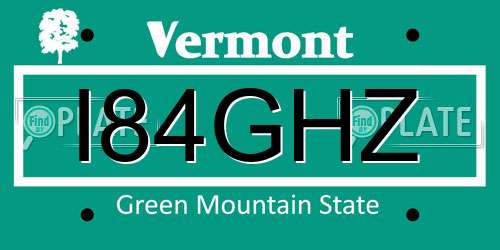 I84GHZ Vermont License Plate