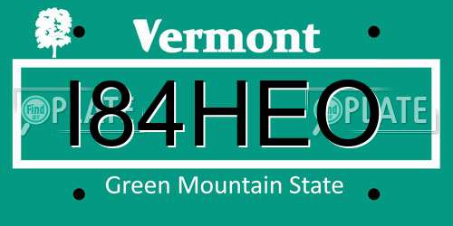 I84HEO Vermont License Plate
