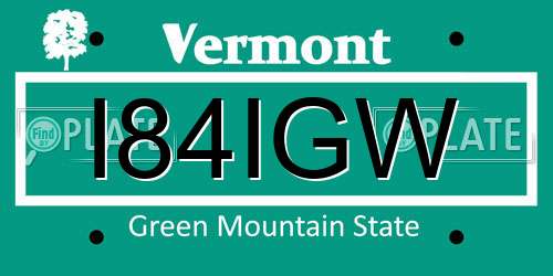 I84IGW Vermont License Plate