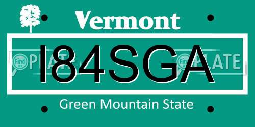 I84SGA Vermont License Plate