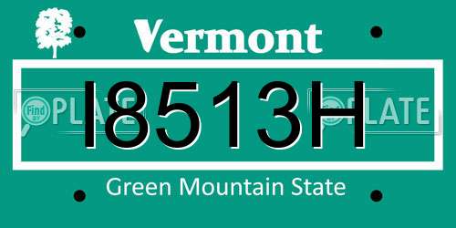 I8513H Vermont License Plate
