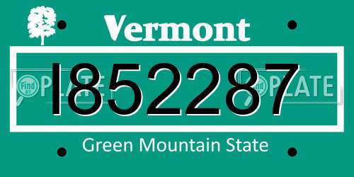 I852287 Vermont License Plate