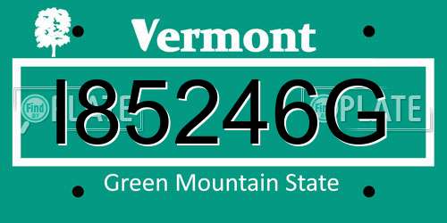I85246G Vermont License Plate