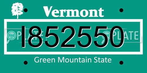 I852550 Vermont License Plate