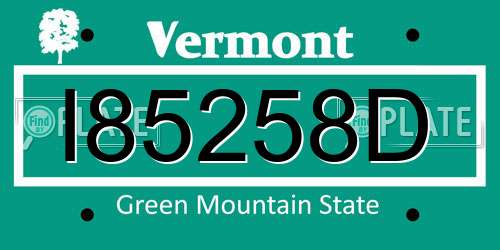 I85258D Vermont License Plate