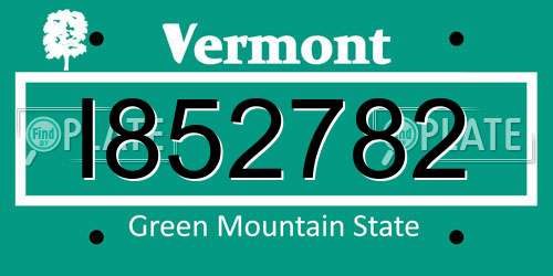 I852782 Vermont License Plate